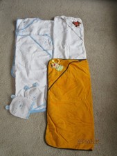 Baby Badetuch * süß * 4 Bädetücher *weiß - gelb * Kapuzentücher + 2 Waschlappen