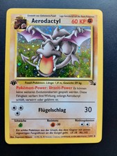 Pokemon Karte Aerodactyl 1. Auflage Holo 1. Edition Fossil Set Serie 1/62 DE TCG