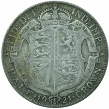 HALF CROWN 1921 / GEORGE V SCHÖNE SAMMLERMÜNZE #WT33963J