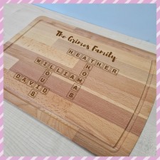 Personalisierte Familie Scrabble graviert häckseln Board | Familiennamen | Spitze