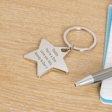 Versilberte Star Schlüsselanhänger-Ihre Nachricht Personalisierte Gravur Geschenk keyring
