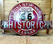 Blechschild Route 66 USA geprägt ca. 50 x 33 cm Schild used look retro NEU