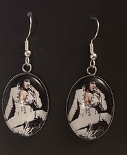 SILBER 925 ELVIS PRESLEY OHRRINGE ROCK N ROLL 50ER 60ER JAHRE AUS GLAS - SCHMUCK