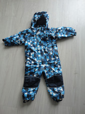 Tchibo Jungen Schneeanzug Gr 86 92 blau kariert Winteroverall Einteiler Skianzug