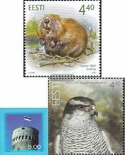 Estland 504,506,513 (kompl.Ausg.) postfrisch 2005 Wildtiere, Flagge, Habicht