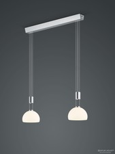 LED 2-er Pendelleuchte, Nickel matt, dimmbar, B: 69 cm, H: bis 150 cm