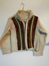 Strickjacke Weiss + Bunt Goa MischWolle Jacke Festival Hippie Gr. 36 