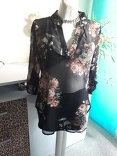MY HAILYS leichte Bluse Tunika 38/40 M/L Blumen transparent Damen/Mädchen