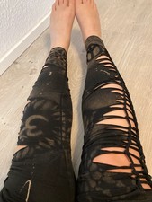 Damen Psy Hippie Festival Batik Leggings Größe L schwarz