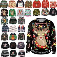 Fraue  Ugly Weihnachten Santa Pullover Xmas Top Shirt Sweatshirt Christmas