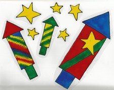 Silvester-Neujahr-Dekoration-Feuerwerk-Raketen-Fensterbilder-Window Color