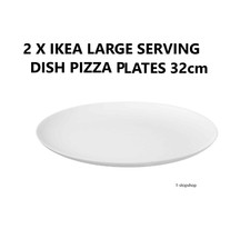 2 x Servierschale Pizza Teller Weiß Groß Rund Weihnachten Große Platte Tisch 32cm