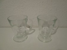2 Teegläser Tassen Becher "Feuille de Thé" mit Henkel Frankreich Tee Retro
