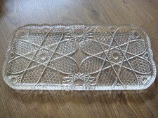 Anbiet-Schale Servierschale Servier-Platte Glas Blumenmuster eckig w NEU