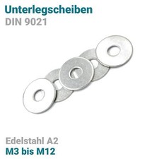 Unterlegscheiben M3 M4 M5 M6 M7 M8 M10 M12 M16 DIN 9021 Edelstahl A2 U Scheiben