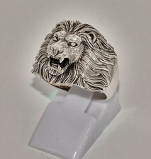 massiv Sterling Silber 925 Löwenkopfring für Kerle Biker lionheadring  ca. 9 g 