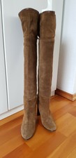 Tolle Overknee-Stiefel von Zara, Wildleder, High-Heel, hellbrau, Topzustand, 38