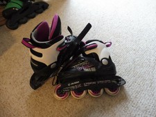 Mädchen girl Inliner Inlineskates Skates 32-35 verstellbar gebraucht weiss lila 