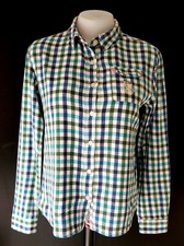 EVISU Qualität Blau Kariert L/S Shirt Top Bluse-M-uk14-eu42-NEU