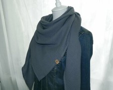 XL Musselin Schal Dreieckstuch ♥ 135 x 135 ♥ Grau ♥ Uni ♥ Handmade ♥ Tuch