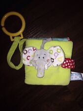 Tiamo Kinderwagen Stoffbuch Buggybuch Knistert Klappert Spiegel Elefant Grün Rot