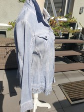 Body Needs Stretch-Jeans-Bluse Gr. 42 hellblau schattiert ausgefallen mit Spitze