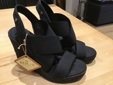 REPLAY Pantoletten NEU Gr 36 schwarz Keilabsatz Sommer Pumps Schuhe Absatz Party