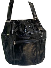 mandarina duck tasche shopper schwarz lackleder