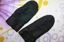 Lammfell Handschuhe Fäustlinge Echt-Leder Velourleder Fausthandschuhe Gr. 8
