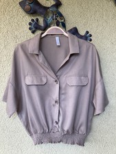 Amisu Leichte Sommer Hemd Bluse Blusen Jacke Gr. XS in Beige