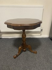 Vintage italienisches Sockelstativ Tisch Furnier Intarsien Seite/Kaffee 