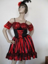 Kostüm Kleid schwarz/rot 38/S-M Saloon Western Lady Cancan, Tanzkleid+Haar-Reif