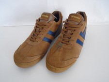 GOLA HARRIER RETRO-TRAINER IN HELLBRAUNEM WILDLEDER & MARINEBLAU VERKLEIDUNG UK GRÖSSE 9 SIEHE FOTOS