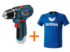 Bosch Akku-Bohrschrauber GSR 12V-15 SOLOGERÄT  12 Volt + Erima T-Shirt Gr.L