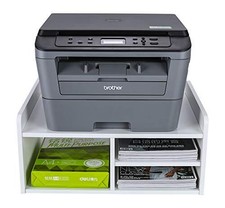 Schreibtisch Holz 2-stufiger Druckerständer mit Aufbewahrung Faxregal Bürobedarf