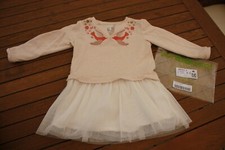 NEU & OVP: VERTBAUDET Kleid Sweatware + Tüll creme – 98 / 104