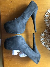 HIGH HEELS EROGANCE 38 GRAU WILDLEDER SEXY STILETTO GOGO 14 cm DISCO PARTY HOT