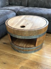 Weinfass Couchtisch mit Holzdeckel und Einlegeboden rustikal