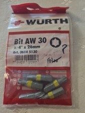 5 Stück Würth AW30 Bit 1/4 Zoll 26mm lang Bits AW 30 Schrauben gelb 