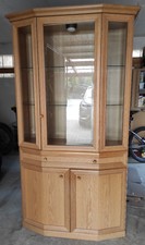 Vitrine Esszimmerschrank Wohnzimmer Regal Bücherregal Bücherschrank Eiche massiv