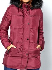 Neu gepolsterte Damenjacke Midi burgundisch Größe UK 10