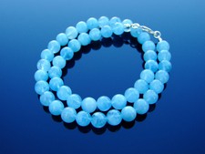Aquamarin natur Edelstein Halskette 8mm Perlen Silber 16-30 Zoll Heilung