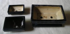 3 Bonsai - Schalen, dunkelblau, 1 Untersetzer