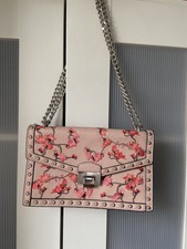 Mango Damen Umhängetasche Tasche Schwarz Metall Blumenstickerei TOP Zustand !!