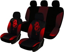 Auto Sitzbezüge Sitzbezug Schoner für PKW ohne Seitenairbag Schwarz+Rot Drache