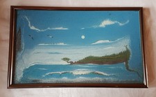 Unikat Sandbild Deko Meer Hawaii blau 25,5 x 16 cm Bilderrahmen Sandlandschaft