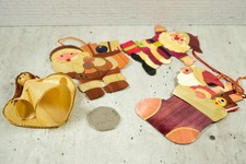 Vintage Weihnachtsschmuck, Holzfurniere, Kitschkugel, Ornamente