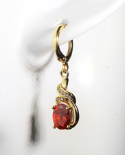 Paar Exquisite Rubin Granat rot Zirkon Ohrringe Gold 18K vergoldet 30mm TopChic