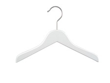 Kinderbügel für Blusen aus Holz, Hemdenbügel, flach, 30 cm, weiß, 10 Stück