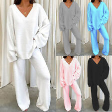Übergröße Damen Hausanzug Jogginganzug V-Neck Freizeitanzug Pyjamas Loungewear